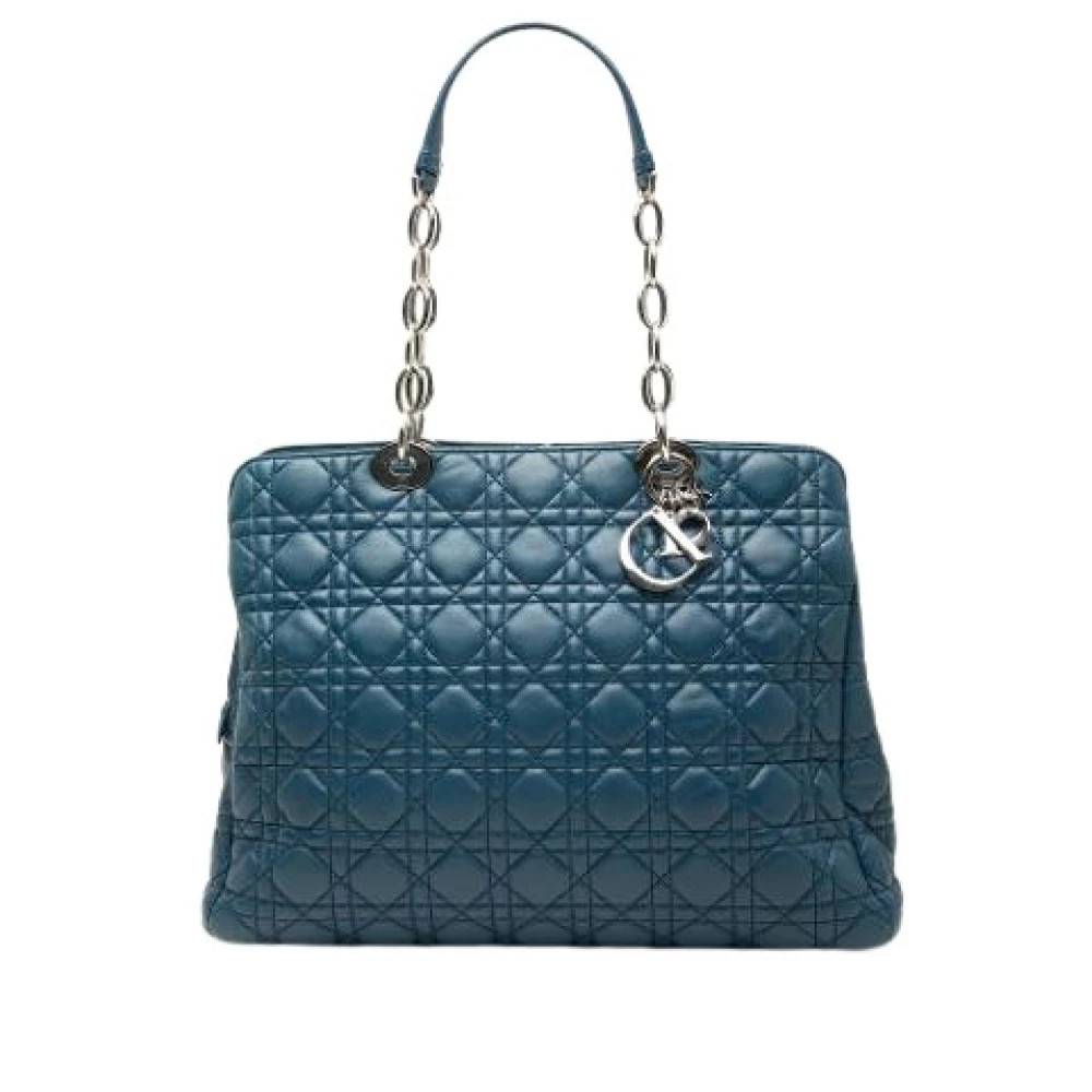 Dior Vintage Pre-owned Lady Soft Shopping Tote - Vintage - Dame - Blå - ONE SIZE - Uld