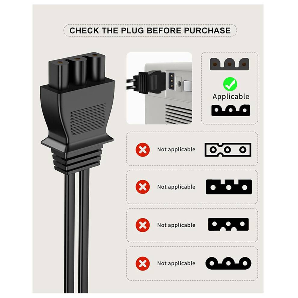 2X Sewing Machine Foot Pedal Power Cord Replacement for Singer, D Shape Plug for Singer 4452 4443 4432 4423 150s US Plug