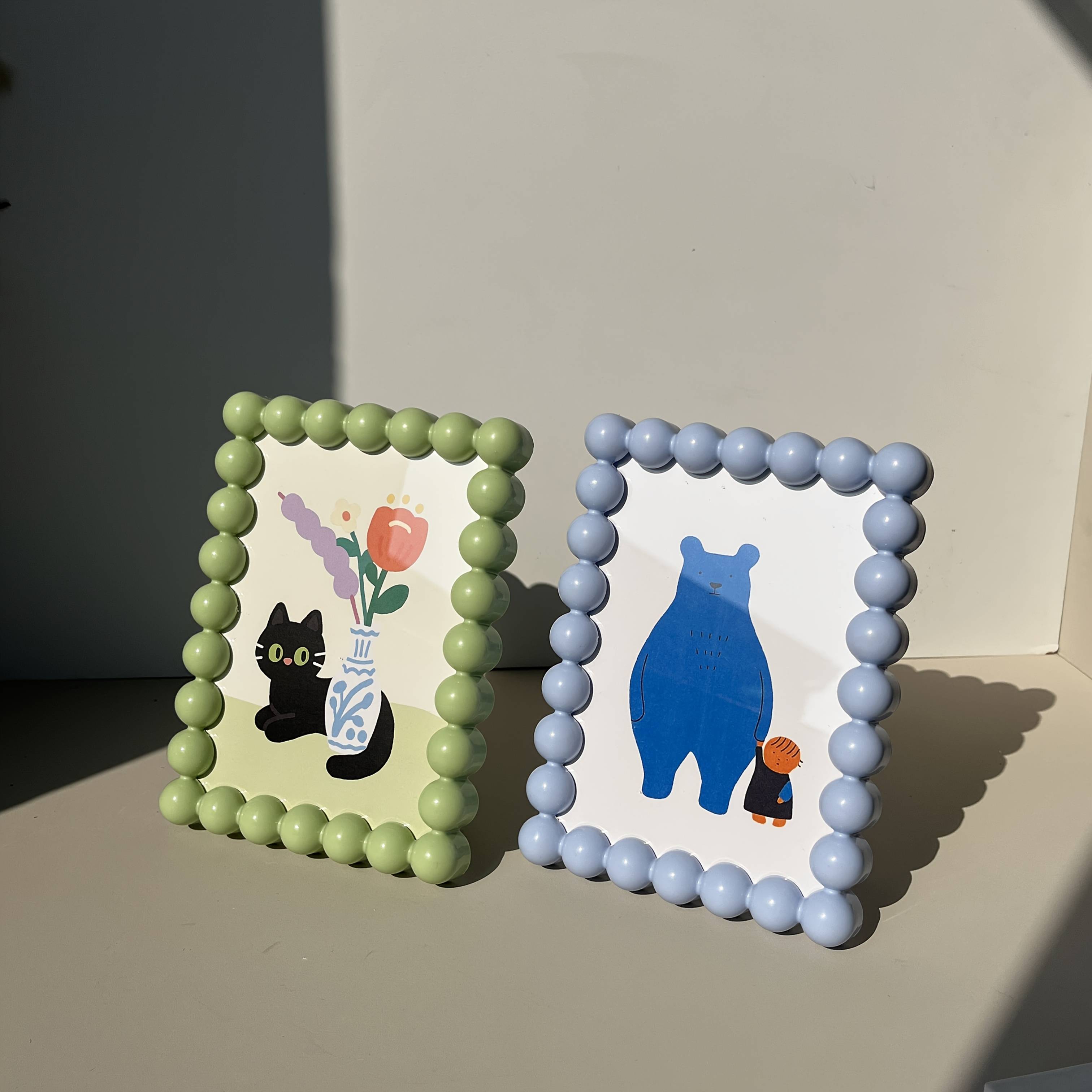 Beaded Edge Mirror Photo Frame 2 in 1 Cute Desktop Display Elegant Home Decor Birthday Gift picture frame photocard sleeves