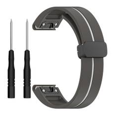 Garmin Fenix 7 Pro etc. 22mm Magnetisk urrem - Grå med hvid