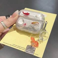 Ocean Transparent Fish Design Skyddsfodral Kompatibel med Apple 2/3/4 - Genomskinlig (AirPods1/2,AirPods Pro,AirPods 3,AirPods Pro (2nd generation),AirPods 4)