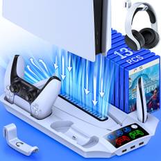 3 Mode Led Cooling Fan for PS5 Vertical Stand 2 Controller Charging Dock for Sony Playstation 5