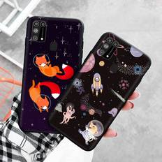 Black Case for Xiaomi Redmi 13C Note 9 iPhone XR 7 8 14 15 11 12 13 X XS Pro Max Samsung A25 S23 S24 FE Ultra Plus Space Animals Redmi 7 mörk marinblå