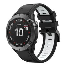 Garmin Fenix 6X Pro/ Fenix7X / Fenix 7X Solar / TACTIX 7/ 7 Pro, etc. Silikonarmband, 26mm - Svart, vit