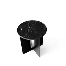 Audo Copenhagen Androgyne sidebord marble black, Ø42, sort stålstel