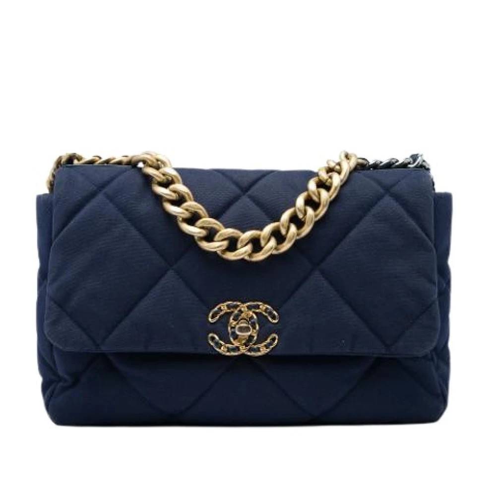 Chanel Vintage Pre-owned 19 Flap Bag - Vintage - Dame - Blå - ONE SIZE - Uld