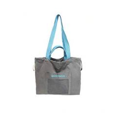 Färgblocksväska, vikbar tote-väska, unisex axelväska med broderad bokstav, mesh patchwork, dragsko-hinkväska - Multifärgad (Purpur,blå,grön,Kaki,ljusgrå,Mörkgrå)