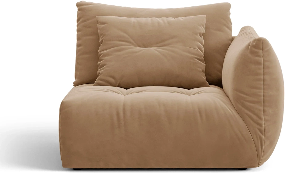 Modulsofa højre Micadoni Bloom – mandelbeige velour Casino Lion, H97×B116×D107, slidstærk & pletafvisende.