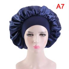 Fashion Big Size satin silke motorhjelm Sleep Night Cap Head Cover Navy