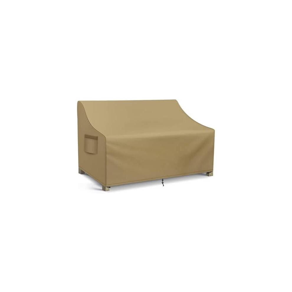 Vandtæt overtræk til terrassesofa til 3-personers udendørssofa, kraftig dyb lounge-loveseat med luftventil, 204 cm B x 91 cm D x 86 cm H, khaki