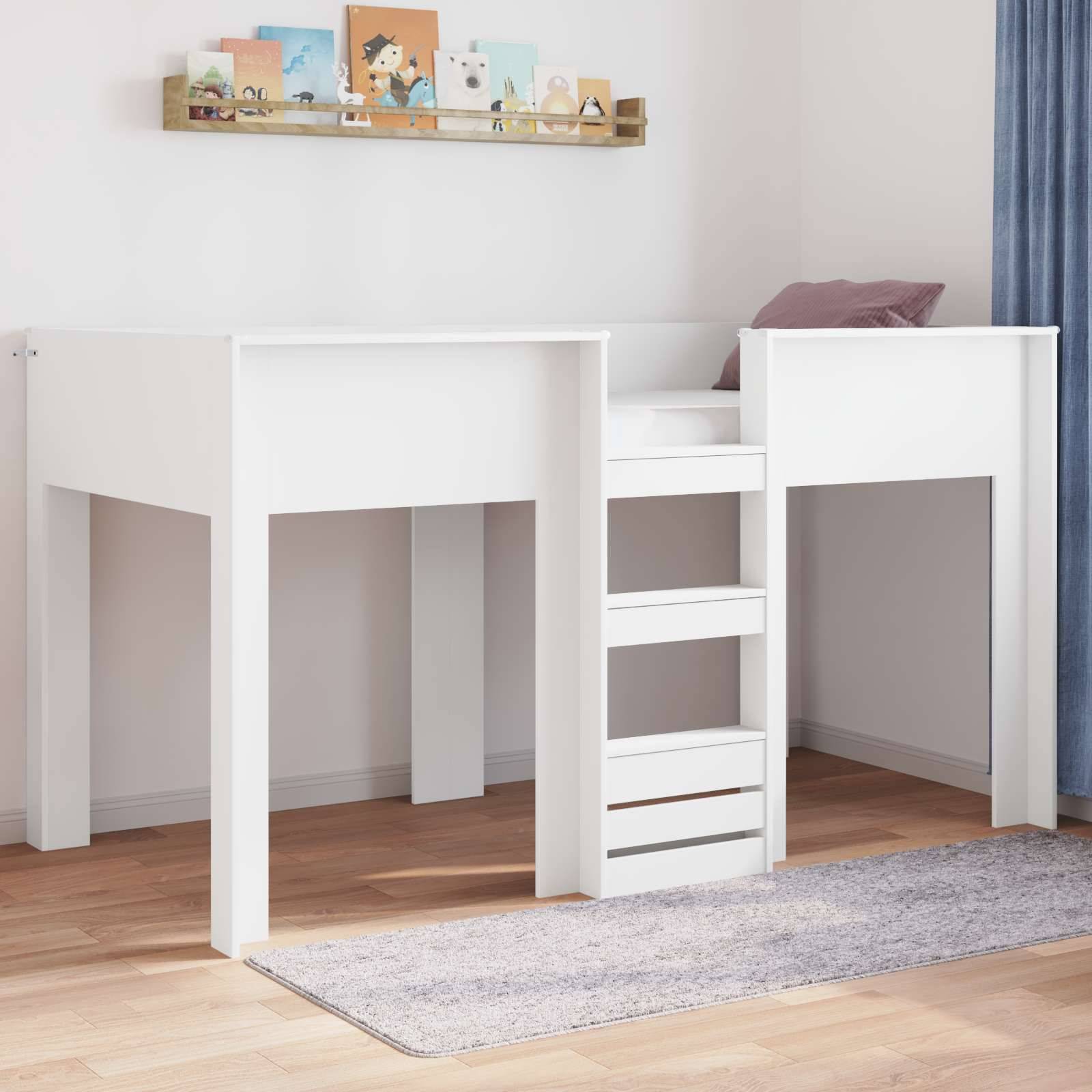 vidaXL Köksbädd för barn med lagring Vit 90 x 200 cm Konstruerat trä