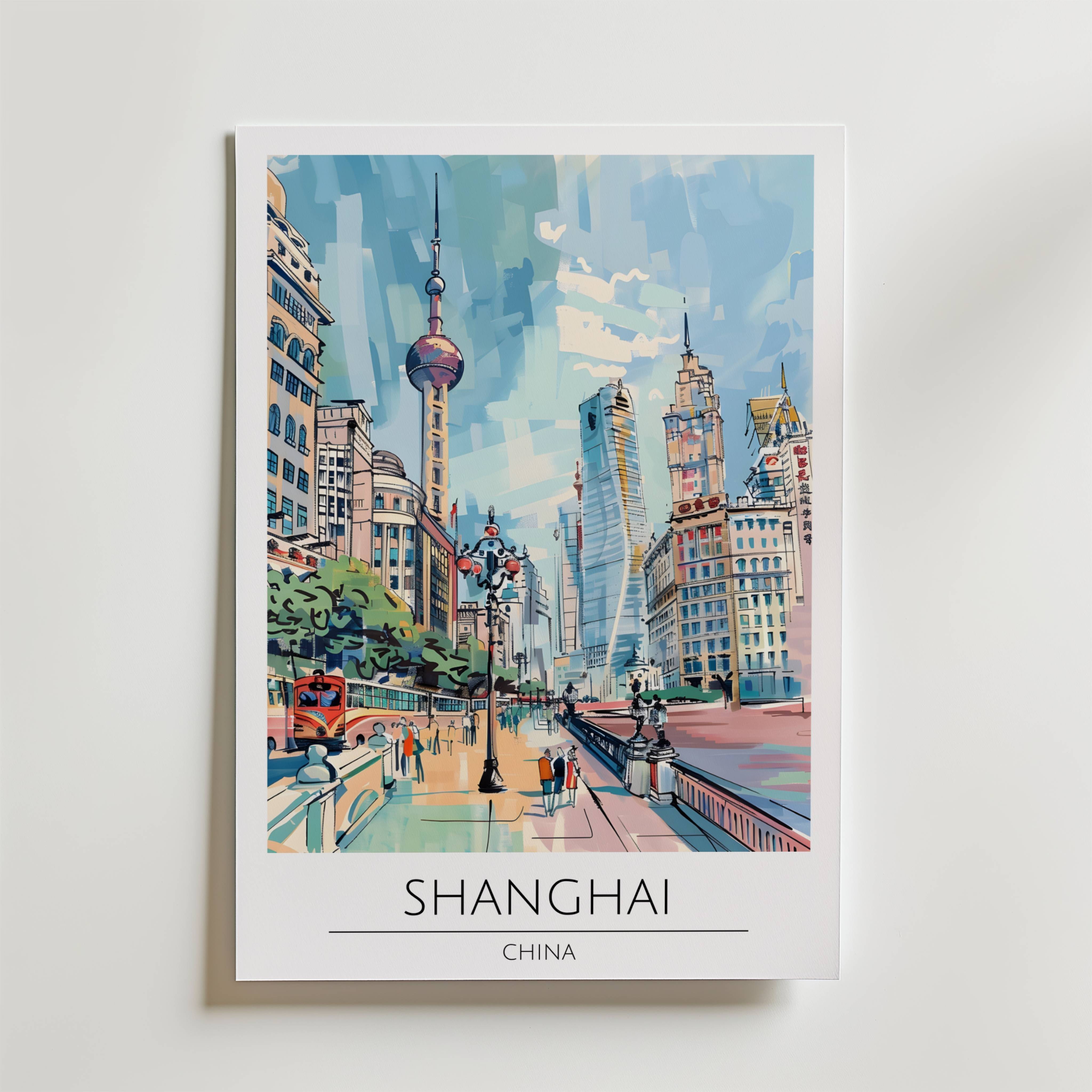 Shanghai Skyline Walk Poster - Premium Canvas 70x100 cm