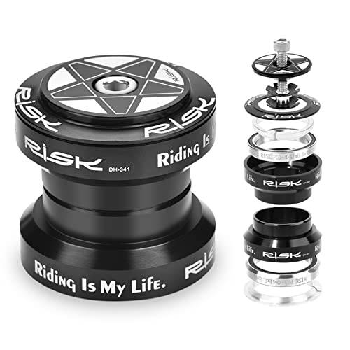 Yosoo Health Gear Mountain Bike Headset, 34 mm 1 1/8 cykel headset distans aluminiumlegering för 28,6 mm rak styrning, gaffellager, svart
