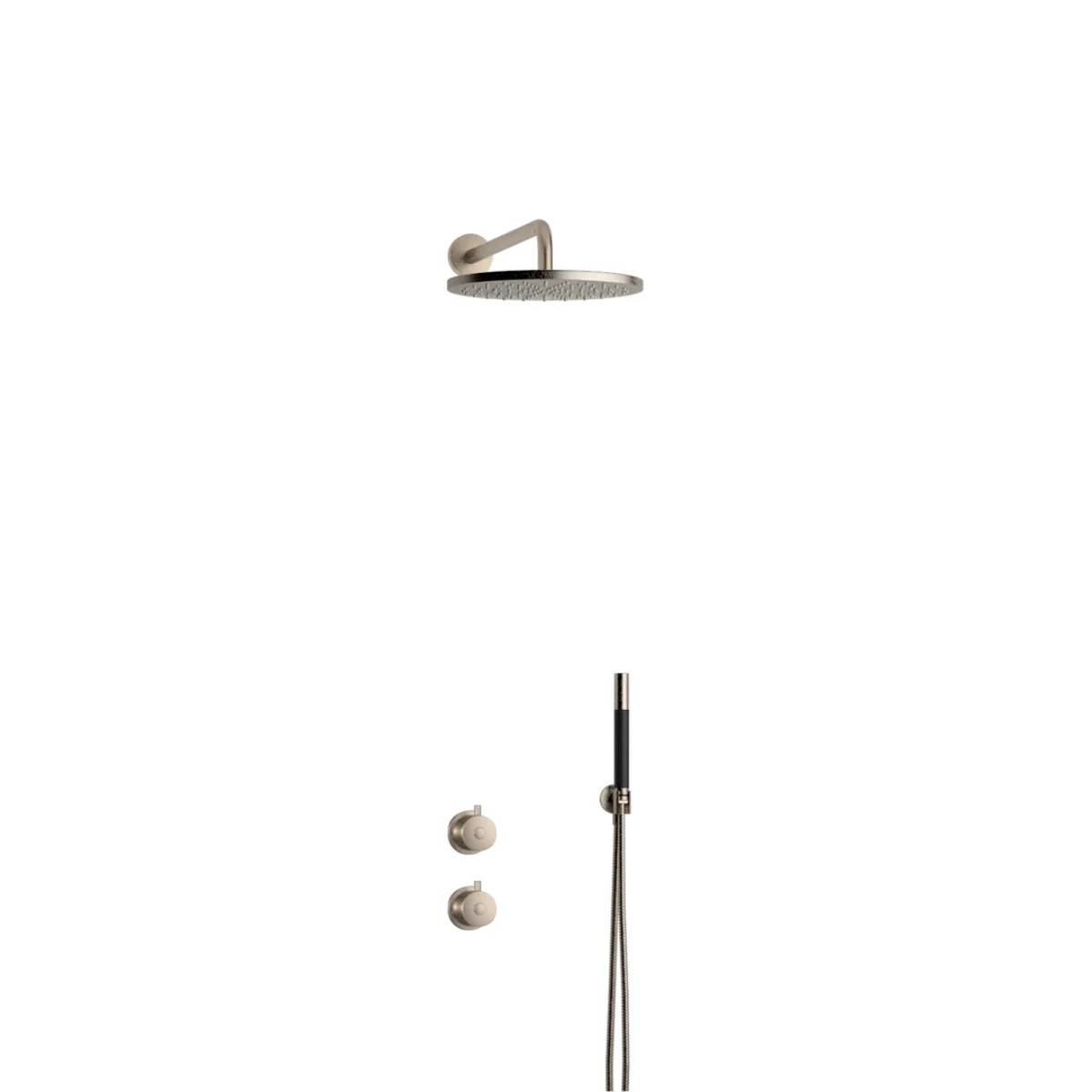 Takduschset Tapwell BOX7268 ROUND Classic Edition 2 för Inbyggnad Borstad Nickel