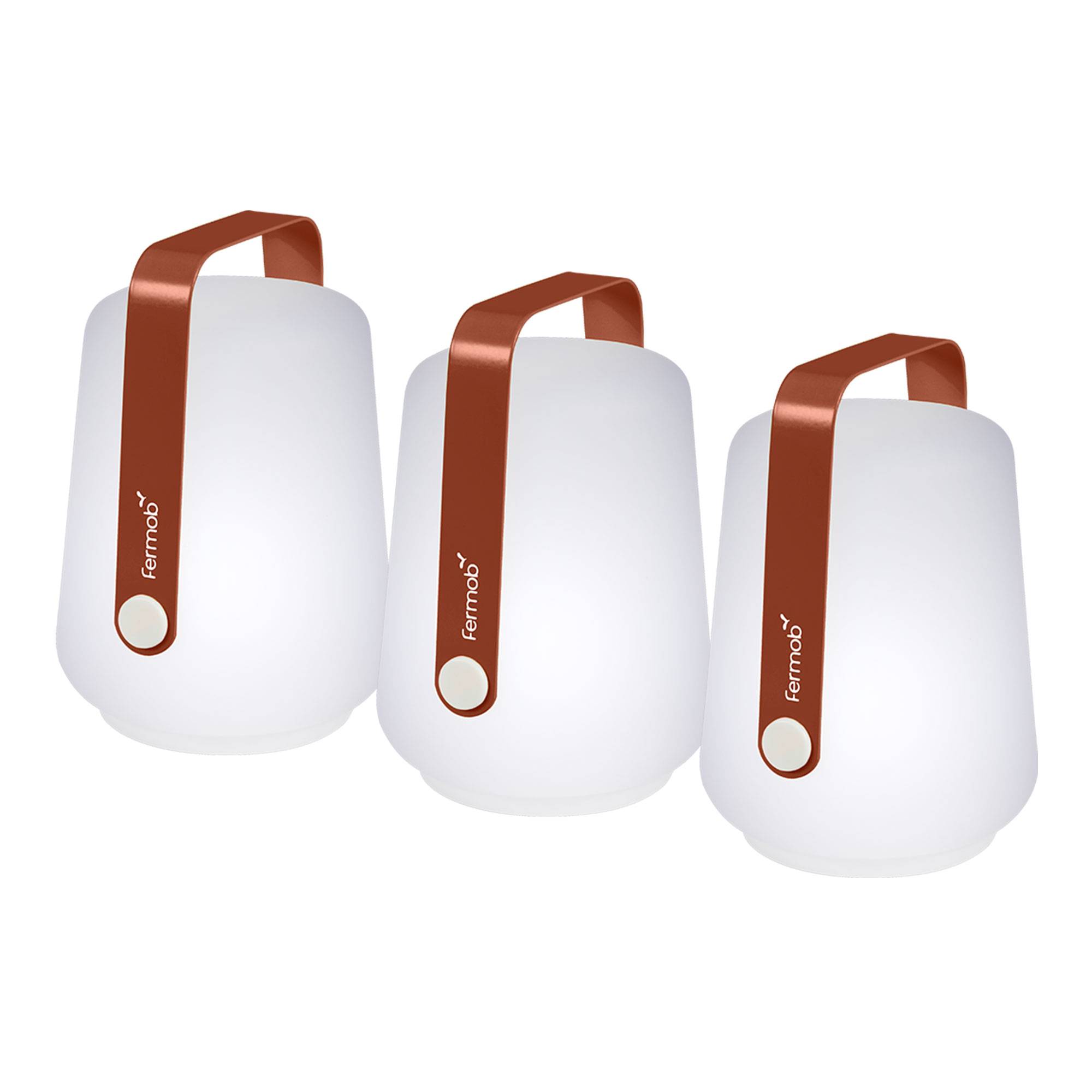 Fermob - Balad Lamp 12 cm 3-pack Red Ochre 20 - Bordslampor utomhus - Tristan Lohner - Röd - Metall/Plast