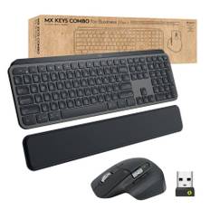 Logitech MX Keys combo for Business Gen 2 tastatur Mus inkluderet Kontor RF trådløs + Bluetooth QWERTY Tysk Grafit