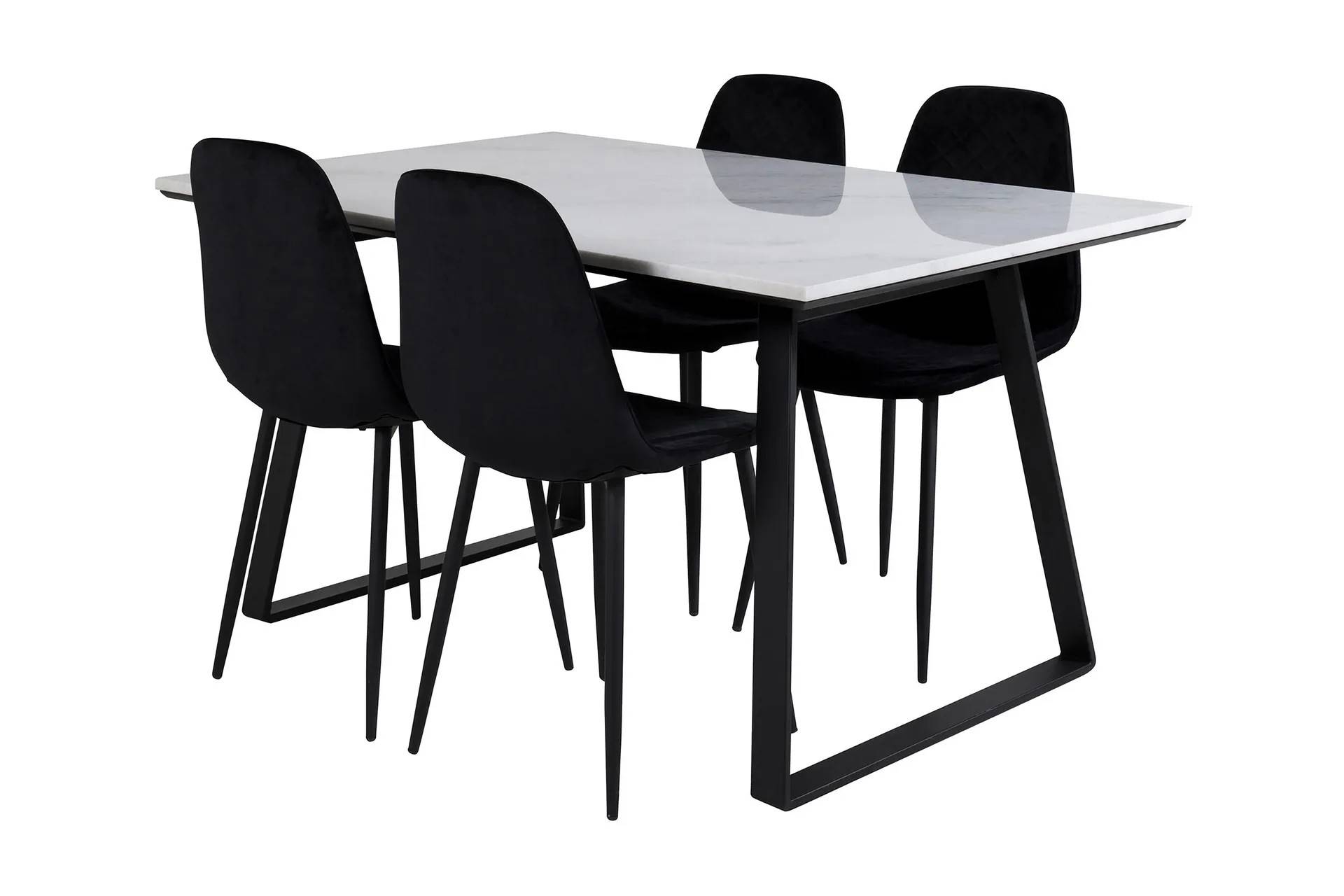 Admira Spisebordssæt 140 cm inkl 4 Ypas Stole - Marmor/Hvid/Sort