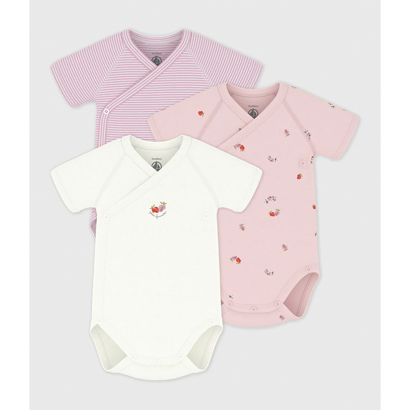 Petit Bateau - 3 - Pack Kortærmet Body - Fraise - 24M/86