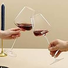 Handblåsta kristallvinglas set med 2 moderna höga långa stjälkar stora vinglas för vinprovning bröllopsdag jul unik design av stamvaror 680 ml genomskinligt glas