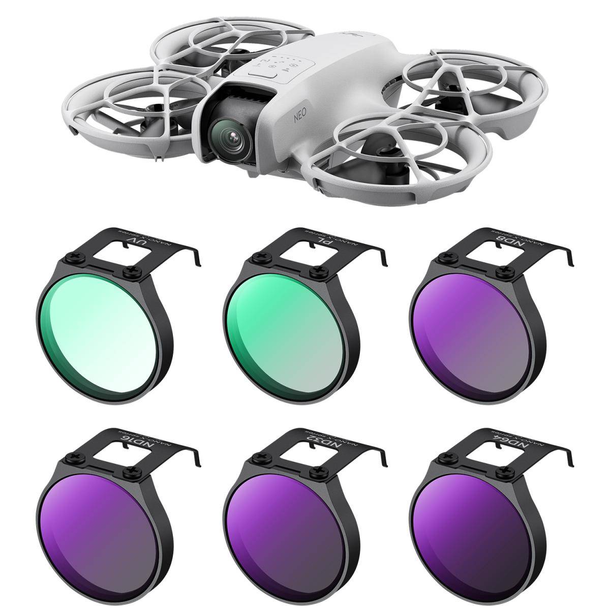 KENTFAITH DJI NEO Done ND & CPL Filter Set 6-Pack UV+CPL+ND8+ ND16+ ND32+ND64 Polarizer Neutral Density Drone Lens Filter, Multi-Coated HD Optical Glass / Aluminum Frame