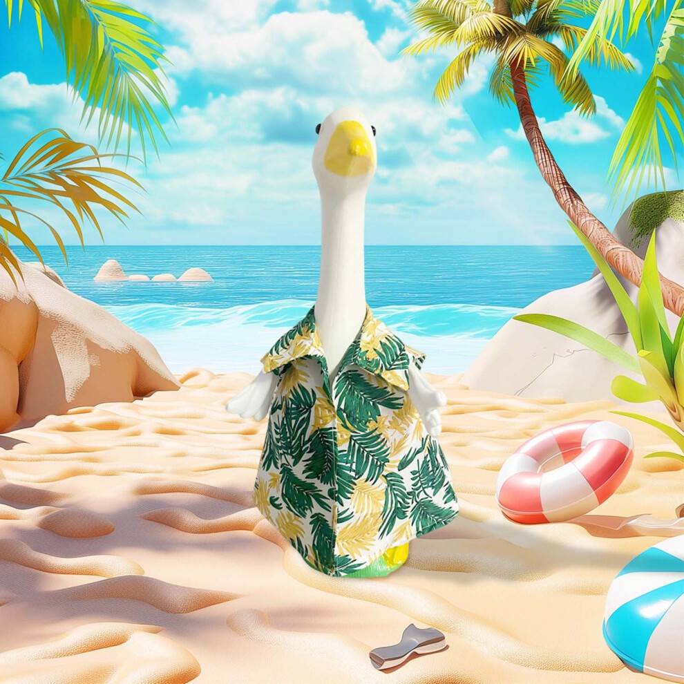 Hawaiiansk Luau Veranda Gåsekostume til Plæne 23" Plastik Gåsetøj Kostume Sommer Udendørs Dekoration (A)