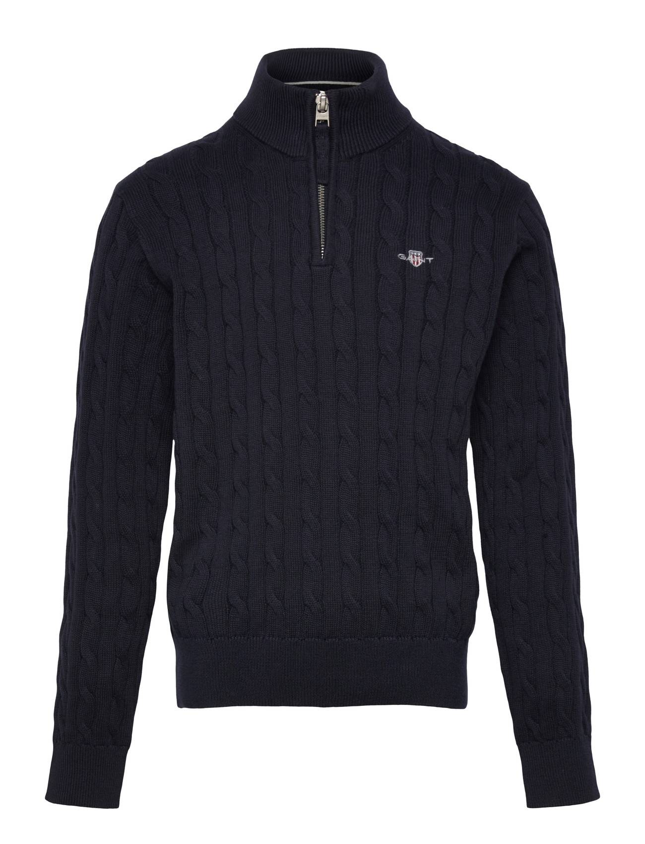 GANT KIDS Shield Cotton Cable Half Zip Sweater | Navy | 122