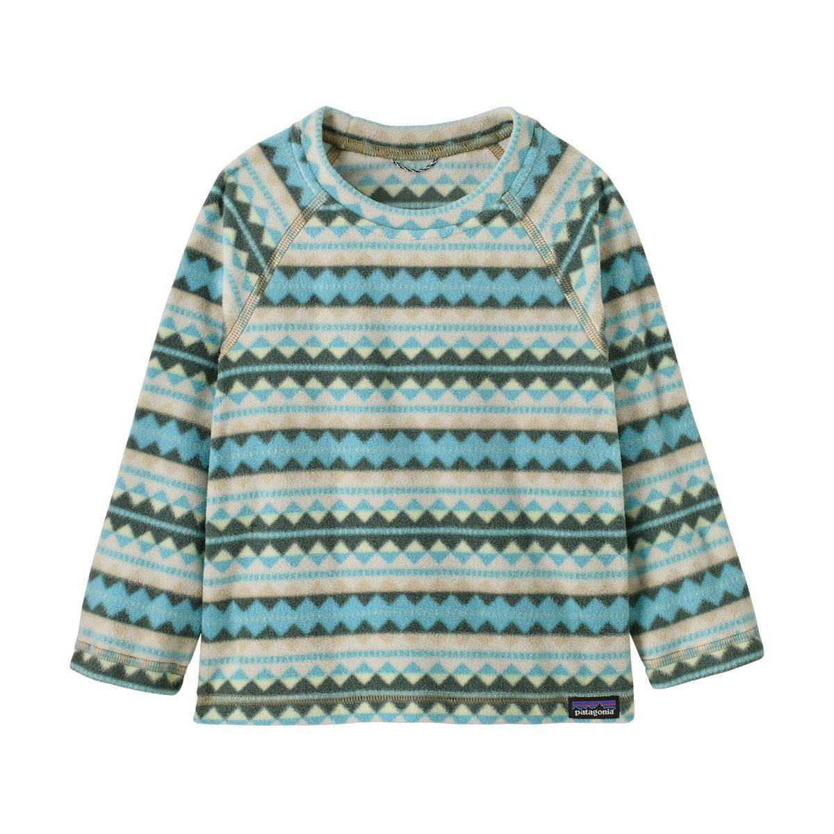 Patagonia Baby Micro D Crew Fleece, Junior (Diamond Stripe / Melt Blue).