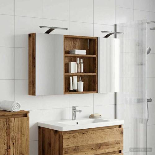 Badrumsskåpsset 3 pcs 100 x 10,5 x 50 cm Konstruerat trä