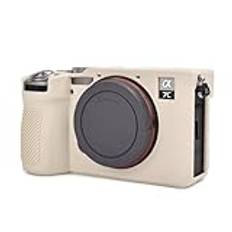 Rieibi Alpha 7C II kameraväska, mjukt silikonskyddsfodral för Sony A7C II, anti-repor, lätt, vit