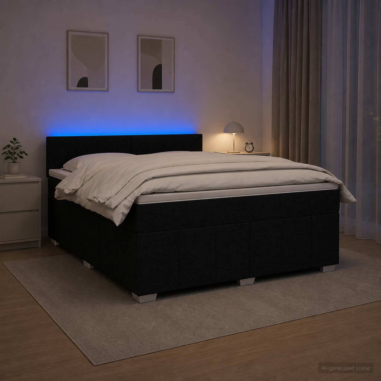 vidaXL Kontinentalsäng med madrass Svart 160 x 200 cm Tyg