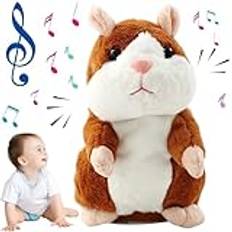 Booaee talande hamster leksak, talande hamstrar, upprepad talking mjuk leksak elektronisk, interaktiv plyschleksak, rolig barn mjuk leksak talande hamster för baby barn gåva