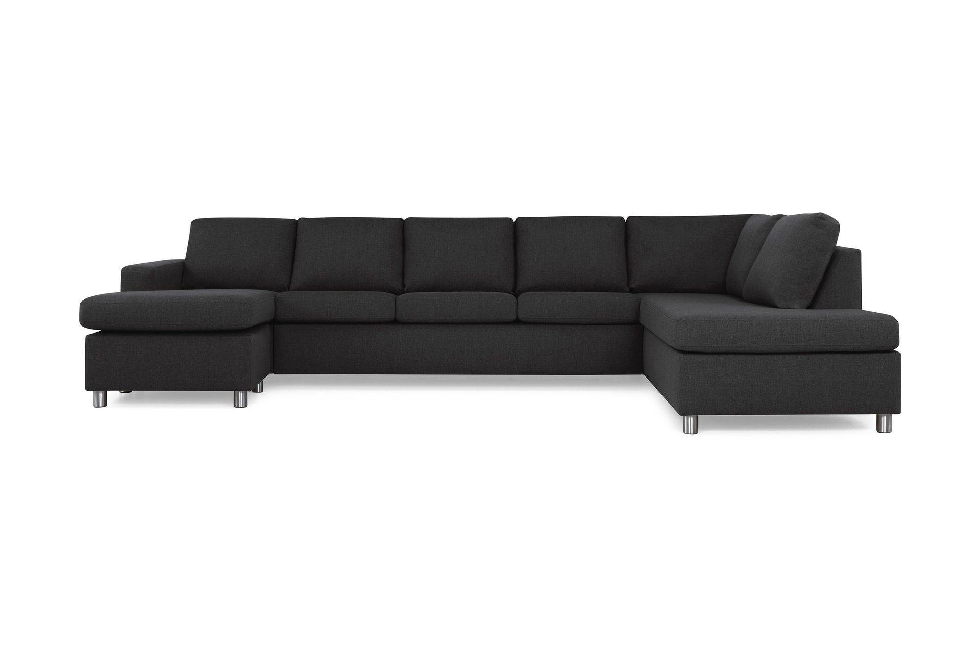 Crazy 5-sits Högervänd U-formad X-Large Soffa med Divan och Schäslong i Tyg - Antracit U-soffa Grå Basic Home