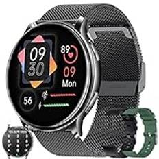 FITCXJX Smart klocka för män med Bluetooth-samtal, Smartwatch, IP68, med kvinnlig funktion, 19 lägen, sportpulsmätare, spO2, sömn, smart klocka, stegräknare, för Android iOS (svart)