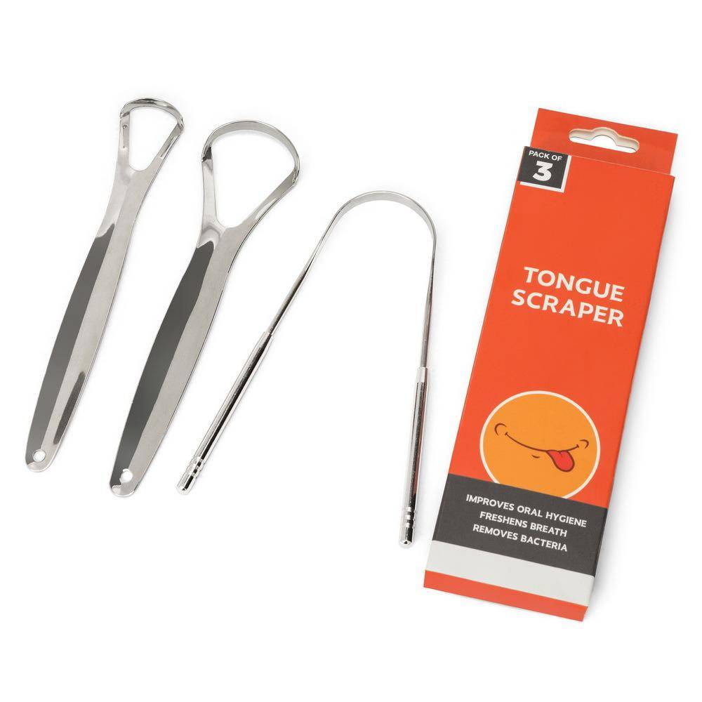 3 Pcs Stainless Steel Tongue Scraper For Adults Kids Fresh Breath Cleaner Coated Tongue Brush