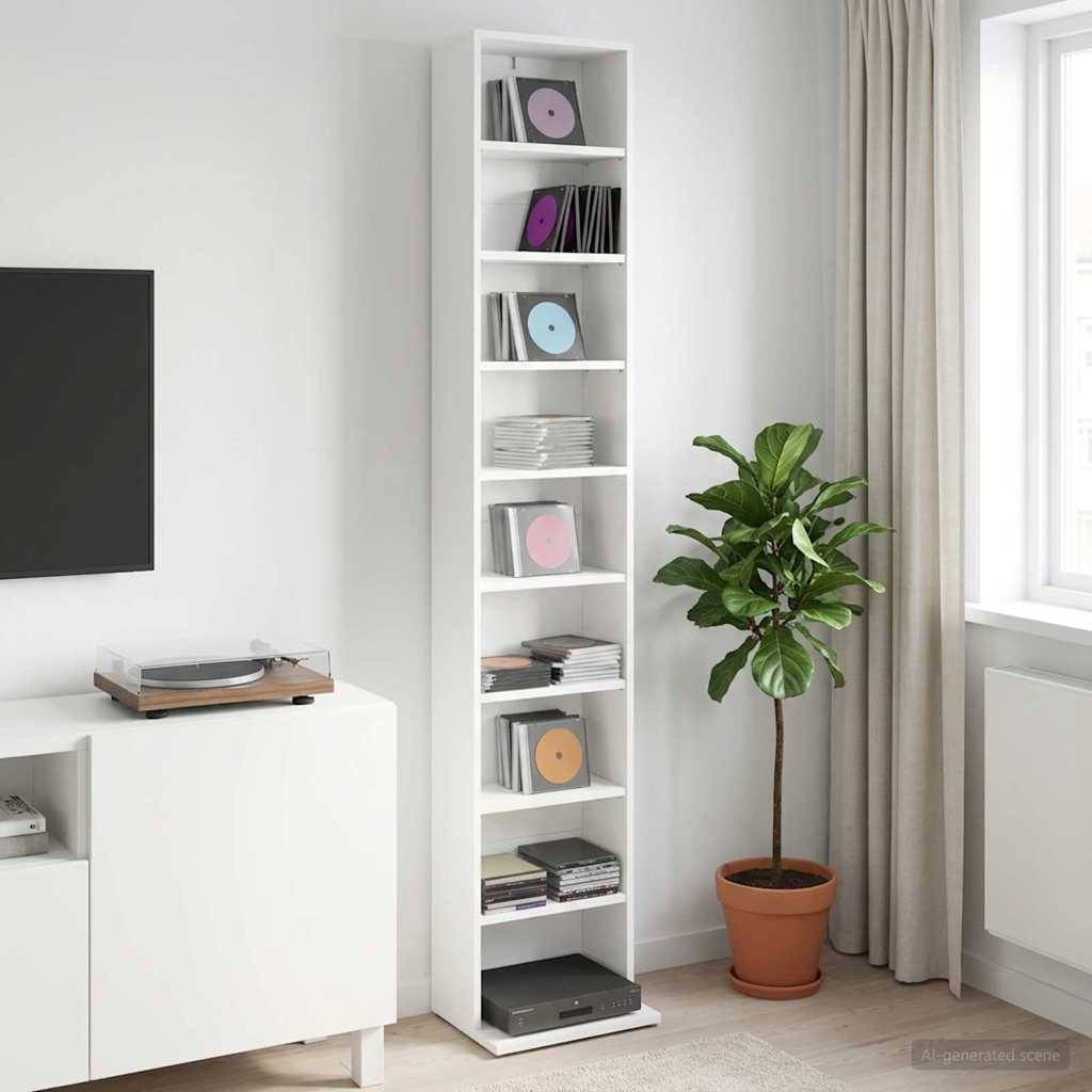 vidaXL CD Skåp Vit 33 x 23,5 x 175 cm Konstruerat trä