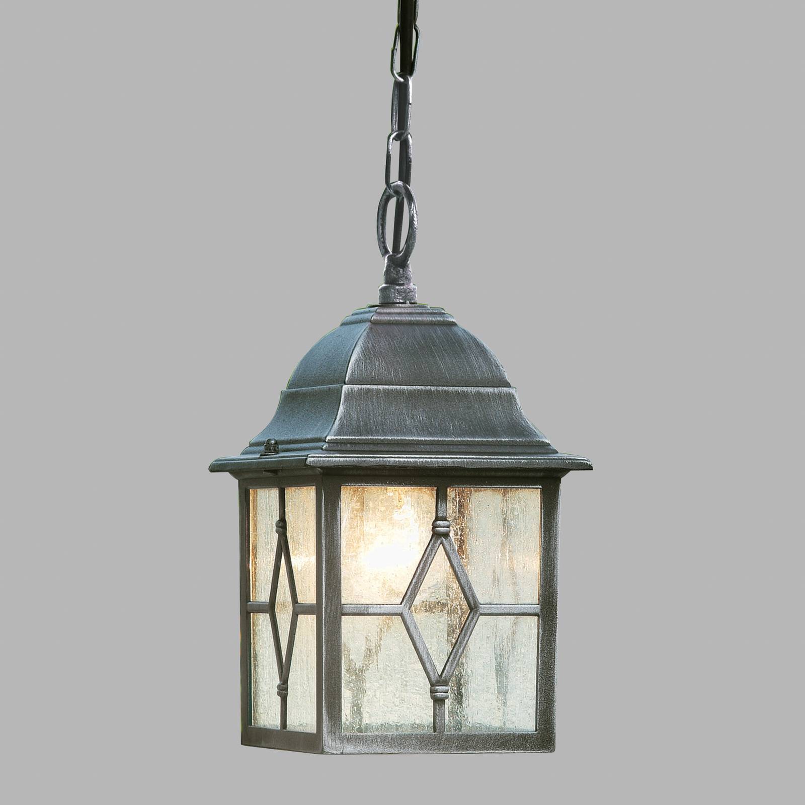 Searchlight Utomhushänglampa Genoa med blyglas, Aluminium / grå / zink, Aluminium / grå / zink