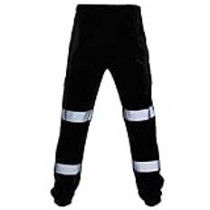 Reflekterande arbetsbyxor män - sport loungebyxor herr flera fickor träning sportbyxor orange arbetskläder byxor byxor plus size hög synlighet stridsbyxor byxor, Svart, XL
