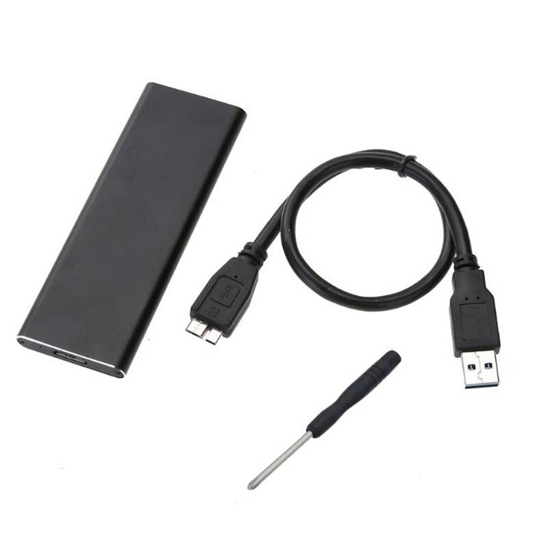 M .2 ngff ssd sata till usb 3.0 omvandlare adapter hölje externt hölje förvaringsväska med skruvmejsel hårddisk hölje låda - Svart