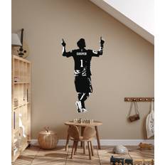 Wallsticker - Fodboldspiller / Navn og nummer / Personligt / Hvid Kontur