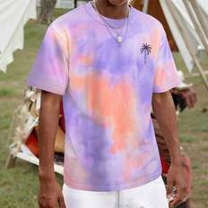 Men&#39;s Casual Tie-Dye Coconut Tree Print T-Shirt - Multicolor - L,M,S,XL,XXL