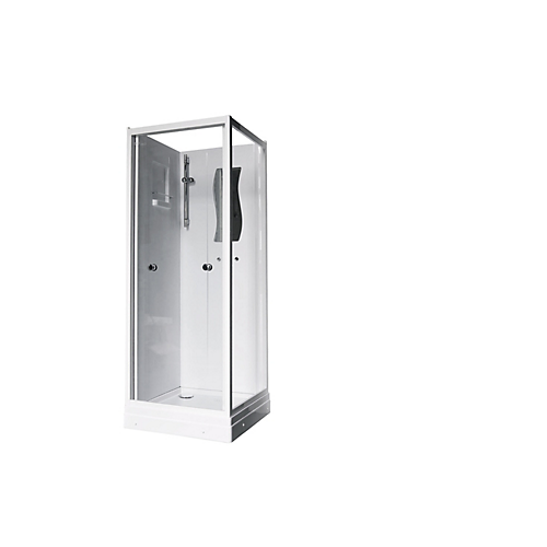 Alterna Luxor Brusekabine front 80x80 cm med Sliding Door, Hvid. (3 dele)