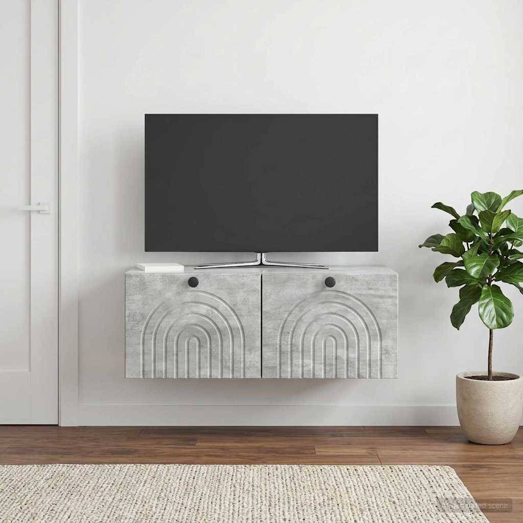 vidaXL Väggmonterad TV-bänk Väggmonterad Betonggrå 78,5 x 41 x 30 cm