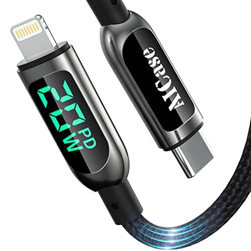USB C till Lightning-kabel, AICase 2M laddningssynkroniseringskabel med LED-display Kompatibel med iPhone 14 13 13 Pro 12 Pro 12 Pro Max 12 11 X XS XR 8 Plus, AirPods Pro, stöder strömförsörjning (2M)