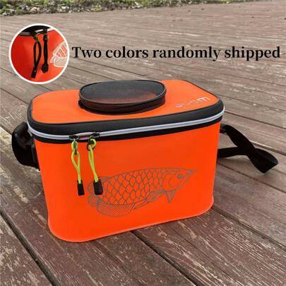 Bärbar fiskeväska, hopfällbar tjock låda för levande fisk, fiskehink, förvaringsväska för campingfiskeutrustning, lätt multifunktionell EVA-fiskeväska - Orange (Multi-size)