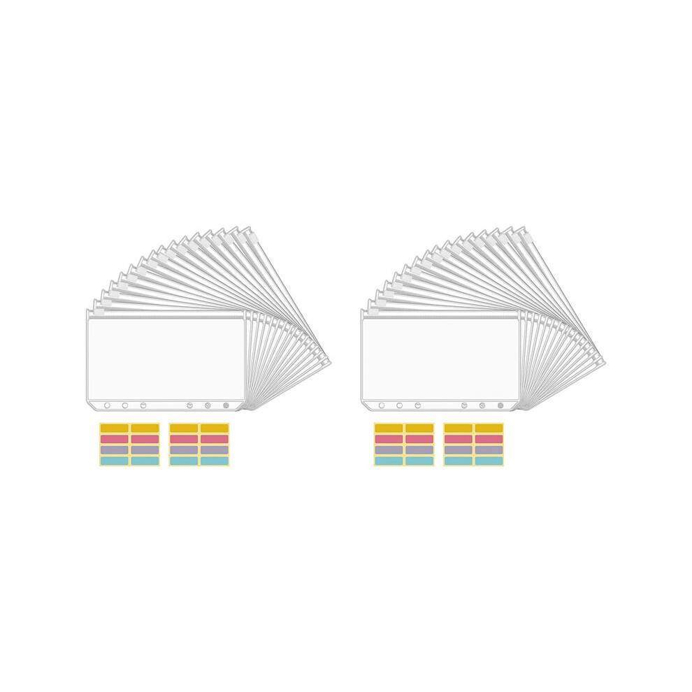 32PCS A6 Binder Pockets 6 Holes Budget Cash Envelopes Clear Zipper Folders for 6-Ring Budget Binder Notebook