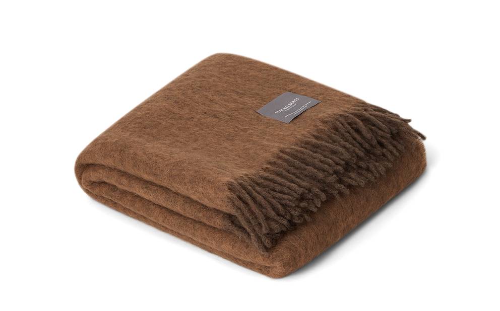 Mohair Pläd Dark Earth & Light Brown Melange