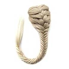 Hårbulle Hårstycke 20 tums Fishbone Braid Ponytail Hair Bun Extensions Syntetiskt dragsko hästsvans Clip In Hair Extension Hästsvans Naturlig Svart Kvinnor Chignon (Color : 18T613)