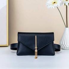 Mini Diamond Embossed Snap-Lock Belt Bag - Black - one-size