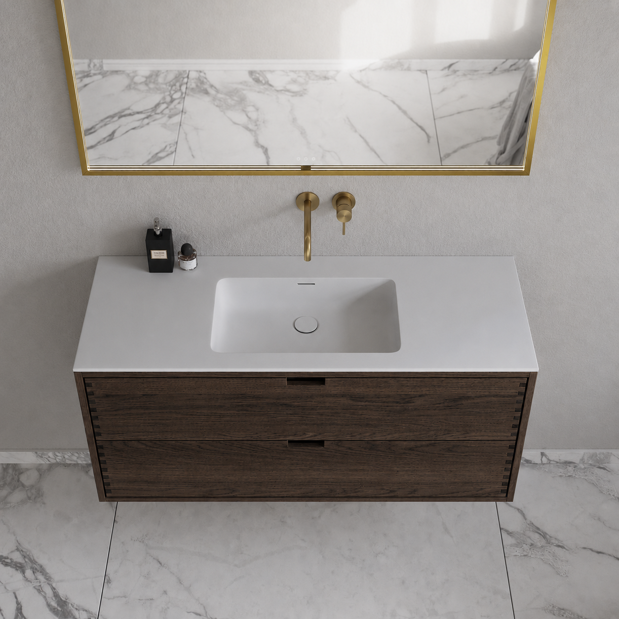 CPH Tapwork Soho 120 - MKIII Fingertappet Snedkermøbel i Røget Eg inkl Mathvid SolidTec® Vask Badeværelsesmøbel - fra Bad&Stil.
