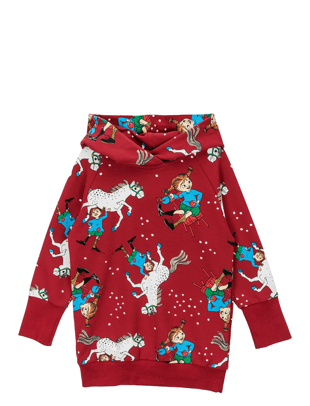 Pippi Langstrømpe Confident Hoodie - Red - 128